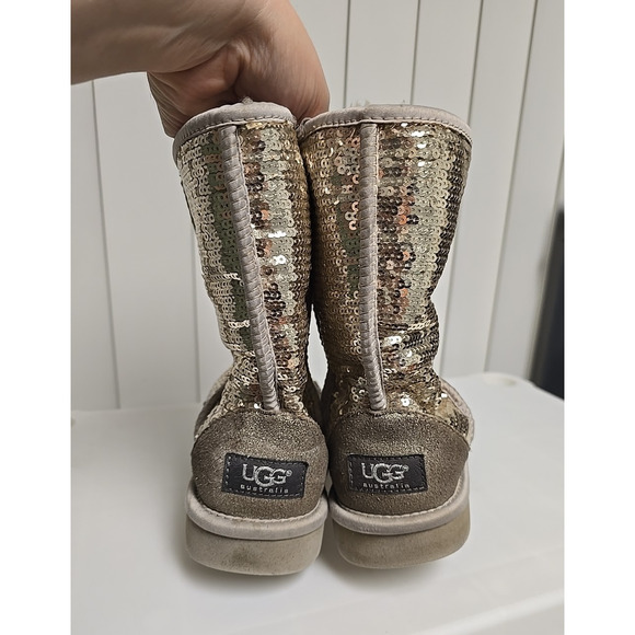 Y2K UGG Australia Gold Sequin Sparkle Classic Short Winter Snow Boots Womans 7 - Picture 4 of 7